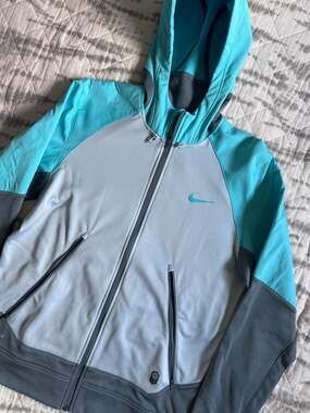 Nike Therma-Fit Full Zip Performance Hoodie Jacket Blue and Grey Men’s M